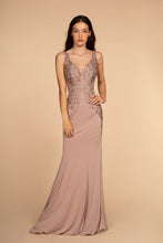 Load image into Gallery viewer, La Merchandise LAS2614 Sleeveless Lace Jersey Long Evening Dress - MAUVE - LA Merchandise