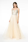 Load image into Gallery viewer, La Merchandise LAS2891 Champagne A-Line Formal Mesh Prom Gown - CHAMPAGNE - LA Merchandise