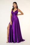 Load image into Gallery viewer, La Merchandise LAS2963 Wholesale Simple Long Satin Bridesmaids Dresses - EGGPLANT - LA Merchandise