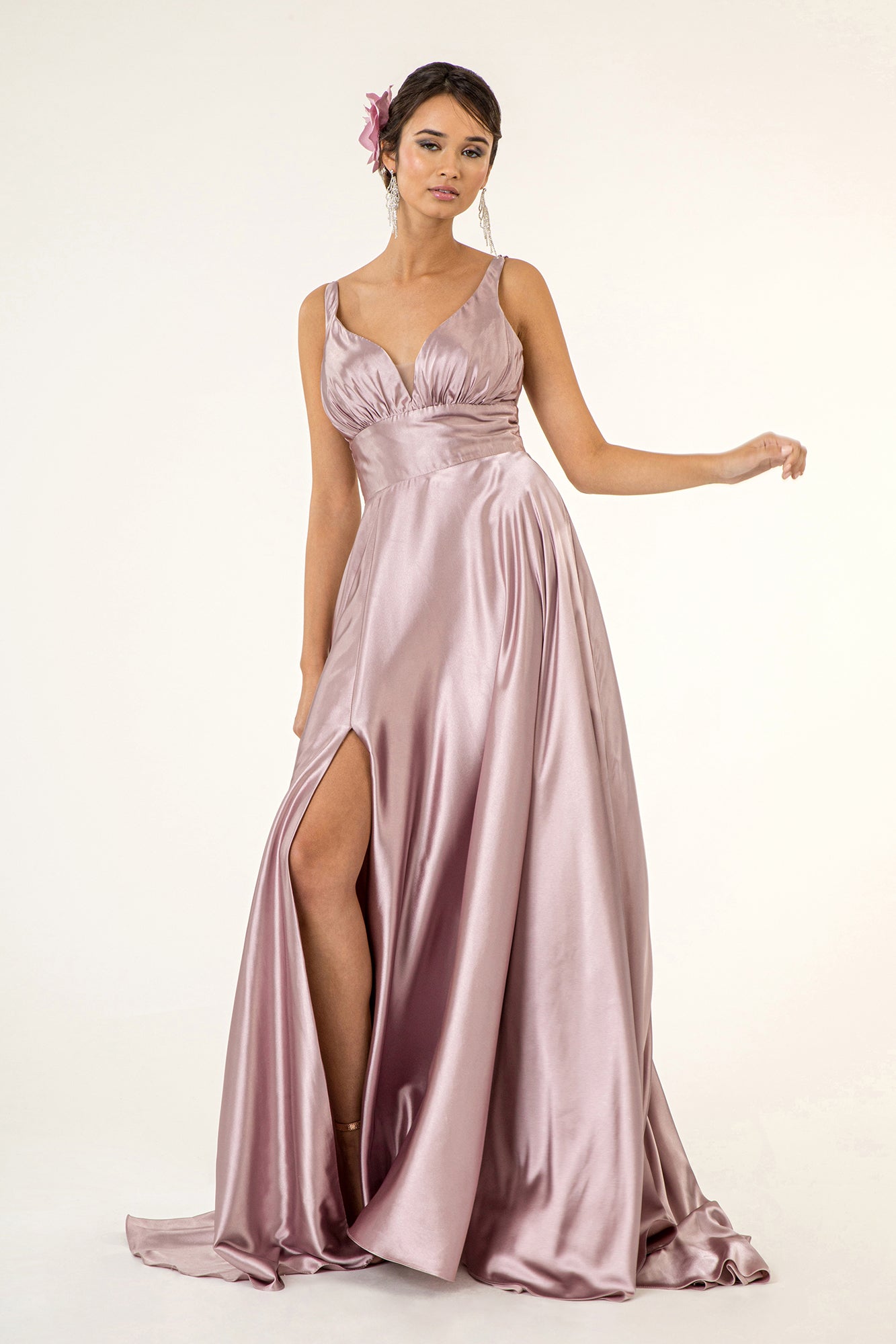 La Merchandise LAS2963 Wholesale Simple Long Satin Bridesmaids Dresses - MAUVE - LA Merchandise