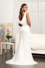 Load image into Gallery viewer, La Merchandise LAS3008 Long Sequined V-Neck Embellished Mesh Mermaid Dress - - Dresses LA Merchandise
