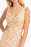Load image into Gallery viewer, La Merchandise LAS3008 Long Sequined V-Neck Embellished Mesh Mermaid Dress - Champagne - Dresses LAS