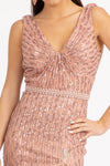 Load image into Gallery viewer, La Merchandise LAS3008 Long Sequined V-Neck Embellished Mesh Mermaid Dress - Dusty Rose - Dresses LAS
