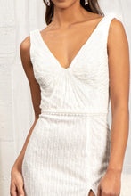 Load image into Gallery viewer, La Merchandise LAS3008 Long Sequined V-Neck Embellished Mesh Mermaid Dress - Ivory - Dresses LA Merchandise