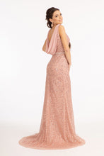 Load image into Gallery viewer, La Merchandise LAS3008 Long Sequined V-Neck Embellished Mesh Mermaid Dress - - Dresses LA Merchandise