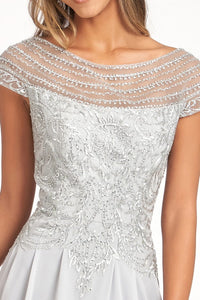 La Merchandise LAS3065 Mother of Bride Chiffon A-Line Formal Gown - Silver - Dresses LA Merchandise