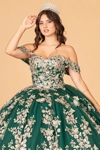 La Merchandise LAS3077 3-D Butterfly Off Shoulder Quince Corset Dress - - LA Merchandise