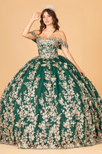 Load image into Gallery viewer, La Merchandise LAS3077 3-D Butterfly Off Shoulder Quince Corset Dress - GREEN - LA Merchandise