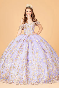 La Merchandise LAS3077 3-D Butterfly Off Shoulder Quince Corset Dress - LILAC - LA Merchandise