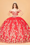 Load image into Gallery viewer, La Merchandise LAS3077 3-D Butterfly Off Shoulder Quince Corset Dress - RED - LA Merchandise