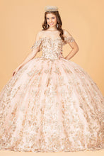 Load image into Gallery viewer, La Merchandise LAS3077 3-D Butterfly Off Shoulder Quince Corset Dress - ROSE GOLD - LA Merchandise