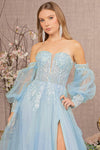 Load image into Gallery viewer, La Merchandise LAS3118 Detachable Puff Sleeves Pageant Gown - - LA Merchandise