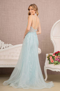 La Merchandise LAS3119 Dual Straps Sheer Bodice Prom Gown - - LA Merchandise