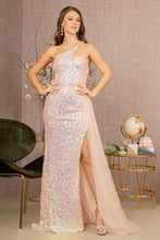 Load image into Gallery viewer, La Merchandise LAS3133 Sequin Glitter Asymmetric Long Dress - BLUSH - LA Merchandise