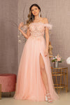 Load image into Gallery viewer, La Merchandise LAS3138 Feather A-line Embroidered Gown - BLUSH - LA Merchandise