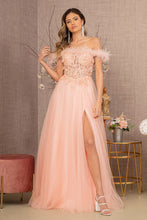 Load image into Gallery viewer, La Merchandise LAS3138 Feather A-line Embroidered Gown - BLUSH - LA Merchandise