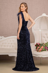 La Merchandise LAS3154 One Shoulder Feather Dress - - LA Merchandise