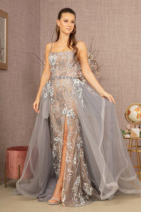 La Merchandise LAS3158 Spaghetti Straps Embellished Gown - CAPPUCCINO GRAY - LA Merchandise
