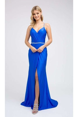 La Merchandise LAT233 Royal Blue Long Simple Stretchy Prom Dresses - ROYAL BLUE - Dress LA Merchandise