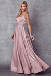 Load image into Gallery viewer, La Merchandise LAT244 Mauve Long Simple Open Back Satin Prom Dress - - LA Merchandise
