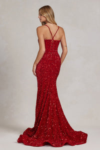 La Merchandise LAXC1109 Long Full Sequined Sexy Prom Formal Gown - - LA Merchandise