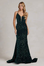 Load image into Gallery viewer, La Merchandise LAXC1109 Long Full Sequined Sexy Prom Formal Gown - GREEN - LA Merchandise