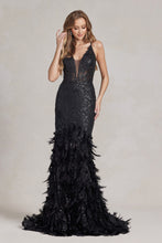 Load image into Gallery viewer, La Merchandise LAXC1111 Mermaid Feathers Red Carpet Gown - BLACK - LA Merchandise