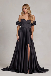 La Merchandise LAXK1122 Simple Formal Evening Gown - BLACK - LA Merchandise