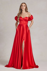 La Merchandise LAXK1122 Simple Formal Evening Gown - RED - LA Merchandise