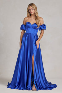 La Merchandise LAXK1122 Simple Formal Evening Gown - ROYAL BLUE - LA Merchandise