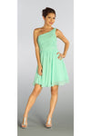 Load image into Gallery viewer, La Merchandise LAY6746 Short One Shoulder Chiffon Bridesmaid Dress - Mint - LA Merchandise