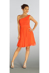 Load image into Gallery viewer, La Merchandise LAY6746 Short One Shoulder Chiffon Bridesmaid Dress - Orange - LA Merchandise