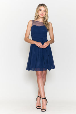 La Merchandise LAY7006 Short Simple Chiffon Bridesmaids Dresses - Navy - LA Merchandise