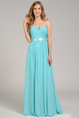 La Merchandise LAY7164 Strapless Chiffon Classy Bridesmaids Dresses - AQUA - LA Merchandise