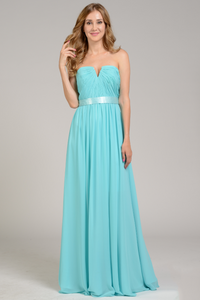 La Merchandise LAY7164 Strapless Chiffon Classy Bridesmaids Dresses - AQUA - LA Merchandise