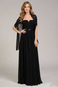 La Merchandise LAY7164 Strapless Chiffon Classy Bridesmaids Dresses - BLACK - LA Merchandise