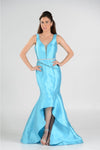 Load image into Gallery viewer, La Merchandise LAY7590 Sleeveless High low rhinestone mikado dress - Turquoise - LA Merchandise