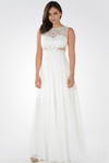 Load image into Gallery viewer, La Merchandise LAY7868 Classy Chiffon &amp; Lace Long Evening Dress - OFF WHITE - LA Merchandise