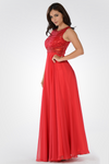 Load image into Gallery viewer, La Merchandise LAY7868 Classy Chiffon &amp; Lace Long Evening Dress - RED - LA Merchandise