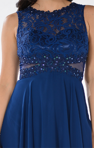 La Merchandise LAY7868 Classy Chiffon & Lace Long Evening Dress - - LA Merchandise