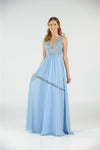 Load image into Gallery viewer, La Merchandise LAY8012 Sleeveless Lace &amp; Chiffon Long Evening Dress - Ice Blue - LA Merchandise