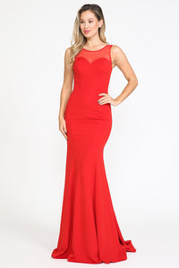 La Merchandise LAY8148 Mermaid Simple Formal Bridesmaid Dress - RED - LA Merchandise