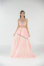 Load image into Gallery viewer, La Merchandise LAY8210 Beaded Top with Long Satin Skirt &amp; Side Pockets - Blush - LA Merchandise