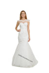 Load image into Gallery viewer, La Merchandise LAY8226 Cap Sleeve Lace Applique &amp; Rhinestone Mermaid Dress - OFF-WHITE - LA Merchandise