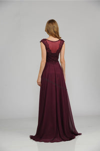 La Merchandise LAY8254 Cap sleeve long chiffon Mother of Bride dress - - LA Merchandise