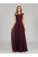 Load image into Gallery viewer, La Merchandise LAY8254 Cap sleeve long chiffon Mother of Bride dress - - LA Merchandise