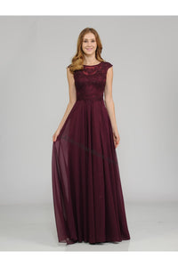 La Merchandise LAY8254 Cap sleeve long chiffon Mother of Bride dress - - LA Merchandise