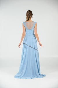 La Merchandise LAY8254 Cap sleeve long chiffon Mother of Bride dress - - LA Merchandise