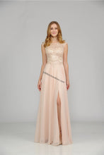 Load image into Gallery viewer, La Merchandise LAY8254 Cap sleeve long chiffon Mother of Bride dress - Champagne - LA Merchandise