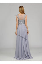 Load image into Gallery viewer, La Merchandise LAY8254 Cap sleeve long chiffon Mother of Bride dress - Silver - LA Merchandise